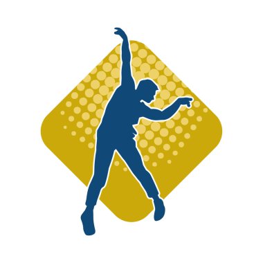 Sıska bir adamın dans pozunun silueti. Hareket halindeki bir erkek dansçının silueti.