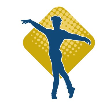 Sıska bir adamın dans pozunun silueti. Hareket halindeki bir erkek dansçının silueti.