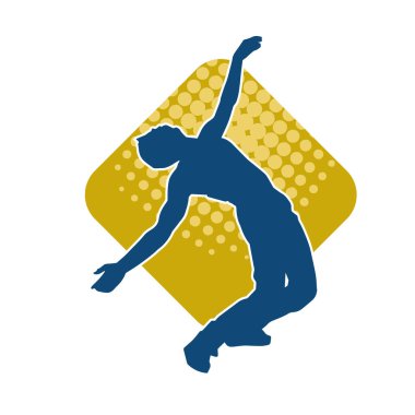 Sıska bir adamın dans pozunun silueti. Hareket halindeki bir erkek dansçının silueti.