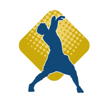 Sıska bir adamın dans pozunun silueti. Hareket halindeki bir erkek dansçının silueti.