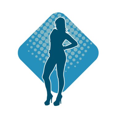 Dar kıyafetli genç, zayıf bir kadın modelin silueti. Dişi poziyonunda zayıf bir kadının silueti..