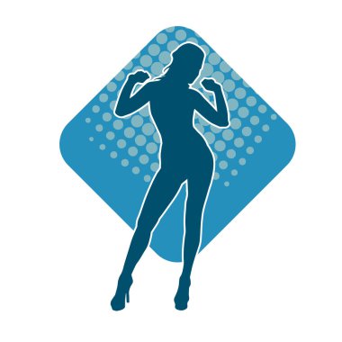 Dans eden sıradan bir kadın silueti. Dansçı bir kadının silueti..