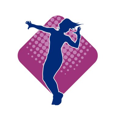 Dans eden sıradan bir kadın silueti. Dansçı bir kadının silueti..