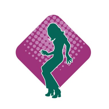 Hareketli bir kadın dansçının silueti. Mutlu dans eden bir kadının silueti..