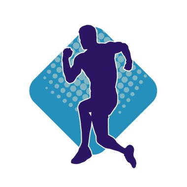 Koşu pozisyonundaki bir adamın silüeti. Siluet erkek koşusu pozu.