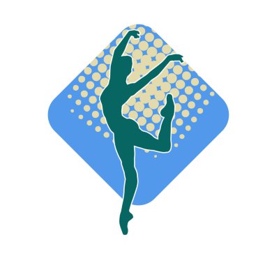 Hareketli bir kadın balerin silueti. Dans eden balerin kızın silueti..