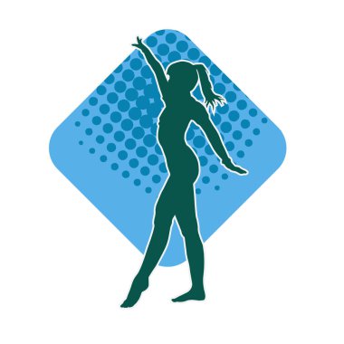 Hareketli bir kadın balerin silueti. Dans eden balerin kızın silueti..