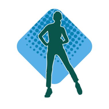 Dar kıyafetli genç, zayıf bir kadın modelin silueti. Dişi poziyonunda zayıf bir kadının silueti..