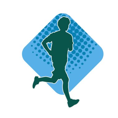 Koşu pozisyonundaki bir adamın silüeti. Siluet erkek koşusu pozu.