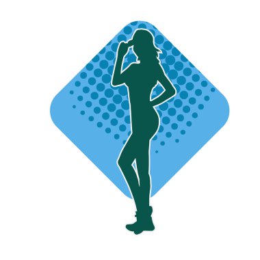 Dar kıyafetli genç, zayıf bir kadın modelin silueti. Dişi poziyonunda zayıf bir kadının silueti..