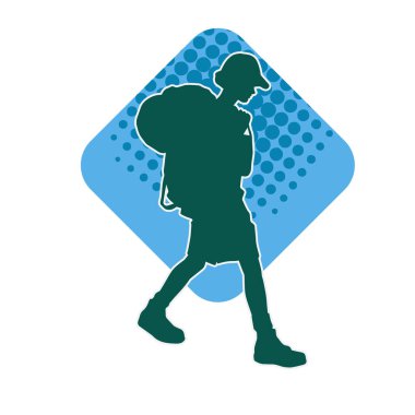 Sırt çantalı bir kadın gezginin silüeti.