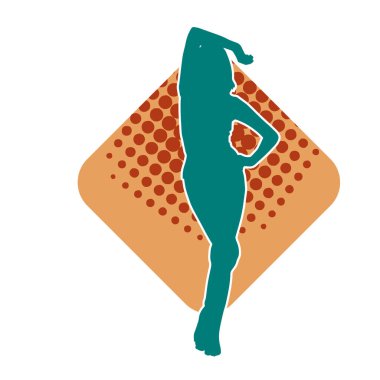 Dar kıyafetli genç, zayıf bir kadın modelin silueti. Dişi poziyonunda zayıf bir kadının silueti..