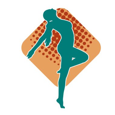 Hareketli bir kadın balerin silueti. Dans eden balerin kızın silueti..