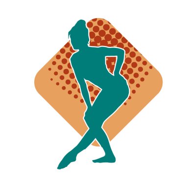 Hareketli bir kadın balerin silueti. Dans eden balerin kızın silueti..