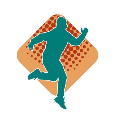 Poz veren bir erkek dansçının silueti. Dans eden bir adamın silueti.