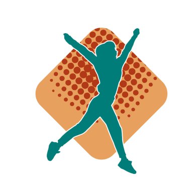 Hareketli bir kadın dansçının silueti. Dans eden zayıf bir kadının silueti..