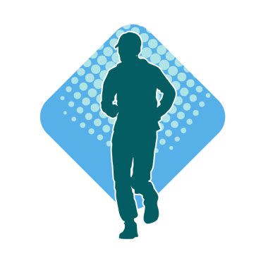 Sıska, koşan bir erkeğin silueti. Sportif bir adamın silueti koşu yapıyor..