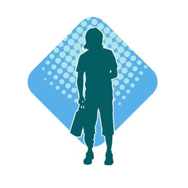 Alışveriş çantası taşıyan sıradan bir adamın silüeti.