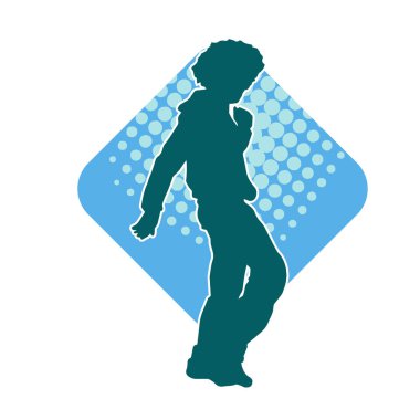 Poz veren bir erkek dansçının silueti. Dans eden bir adamın silueti.