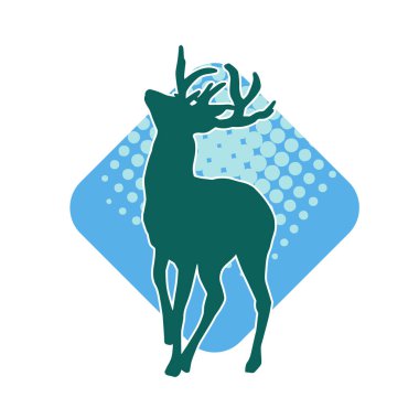 Geyik silueti boynuzlu vahşi orman hayvanı..