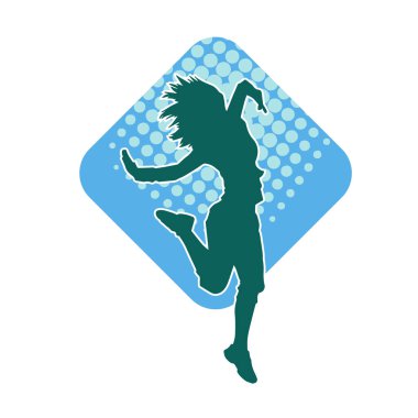 Hareketli bir kadın dansçının silueti. Dans eden zayıf bir kadının silueti..