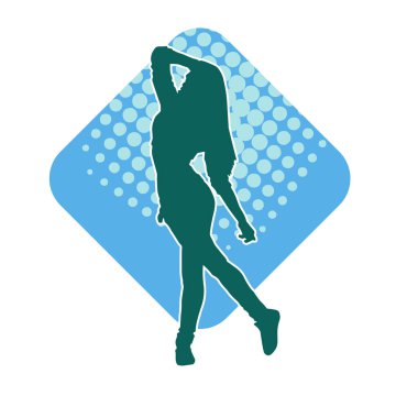 Hareketli bir kadın dansçının silueti. Dans eden zayıf bir kadının silueti..