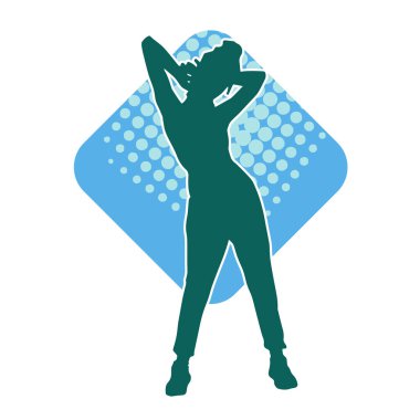 Dar kıyafetli genç, zayıf bir kadın modelin silueti. Dişi poziyonunda zayıf bir kadının silueti..