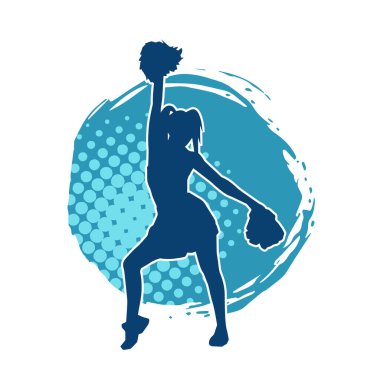 Dans ederken ponpon kızı taşıyan bir kadının silueti.