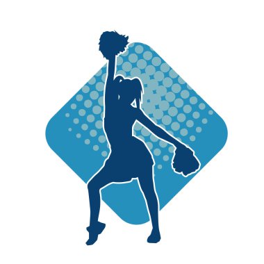 Dans ederken ponpon kızı taşıyan bir kadının silueti.