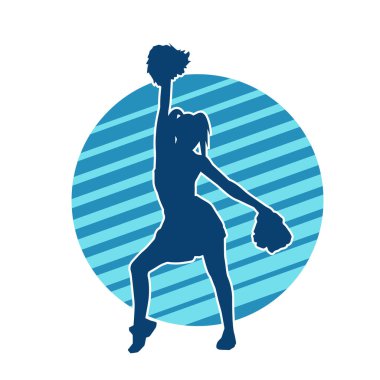 Dans ederken ponpon kızı taşıyan bir kadının silueti.