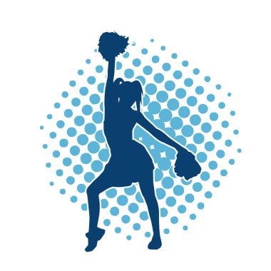 Dans ederken ponpon kızı taşıyan bir kadının silueti.