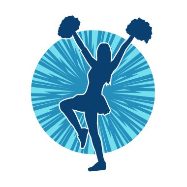 Dans ederken ponpon kızı taşıyan bir kadının silueti.