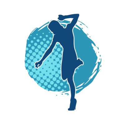 Dans eden zayıf bir kadının silueti. Dans eden bir kadının silueti.