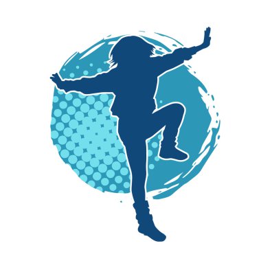 Dans eden zayıf bir kadının silueti. Dans eden bir kadının silueti.