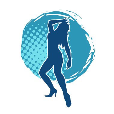 Dans eden zayıf bir kadının silueti. Dans eden bir kadının silueti.