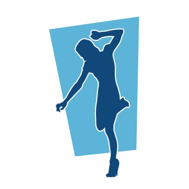 Dans eden zayıf bir kadının silueti. Dans eden bir kadının silueti.