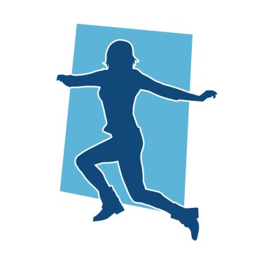 Dans eden zayıf bir kadının silueti. Dans eden bir kadının silueti.