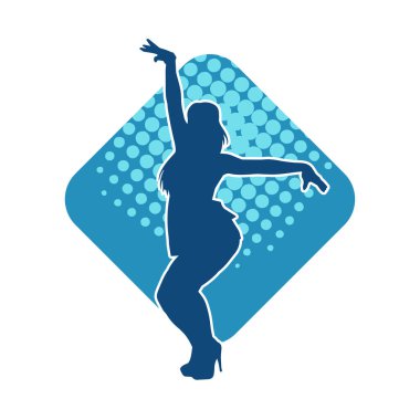 Dans eden şişman bir kadının silueti. Dans eden şişman bir kadının silueti..