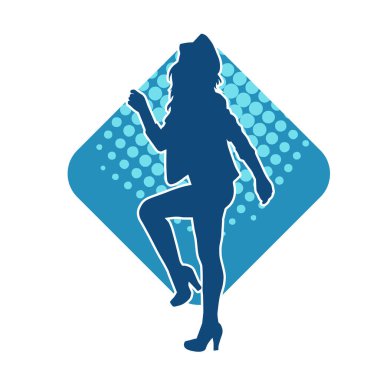 Dans eden zayıf bir kadının silueti. Dans eden bir kadının silueti.