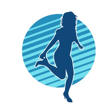 Dans eden zayıf bir kadının silueti. Dans eden bir kadının silueti.