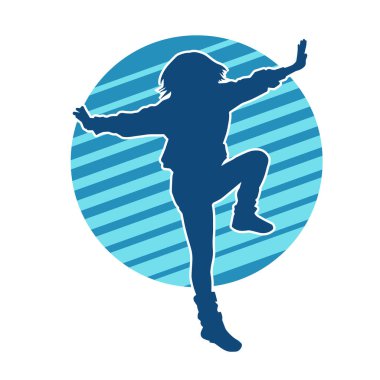 Dans eden zayıf bir kadının silueti. Dans eden bir kadının silueti.