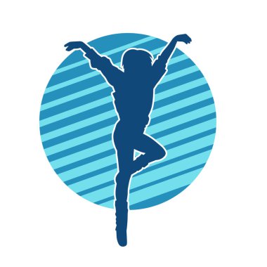 Dans eden zayıf bir kadının silueti. Dans eden bir kadının silueti.