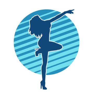 Dans eden zayıf bir kadının silueti. Dans eden bir kadının silueti.