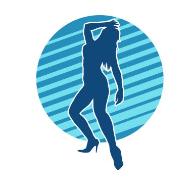 Dans eden zayıf bir kadının silueti. Dans eden bir kadının silueti.