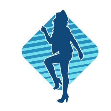 Dans eden zayıf bir kadının silueti. Dans eden bir kadının silueti.