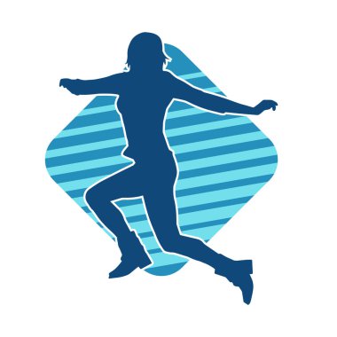 Dans eden zayıf bir kadının silueti. Dans eden bir kadının silueti.