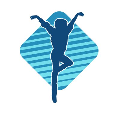 Dans eden zayıf bir kadının silueti. Dans eden bir kadının silueti.