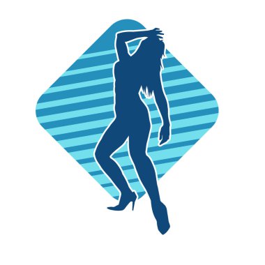 Dans eden zayıf bir kadının silueti. Dans eden bir kadının silueti.