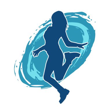 Hareketli bir kadın dansçının silueti. Dans eden zayıf bir kadının silueti..