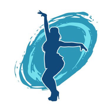 Dans eden şişman bir kadının silueti. Dans eden şişman bir kadının silueti..